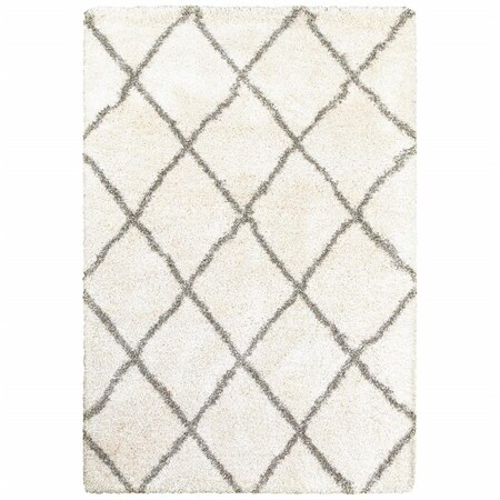 Palacedesigns 5 x 8 ft. Ivory & Gray Geometric Lattice Area Rug PA3098200
